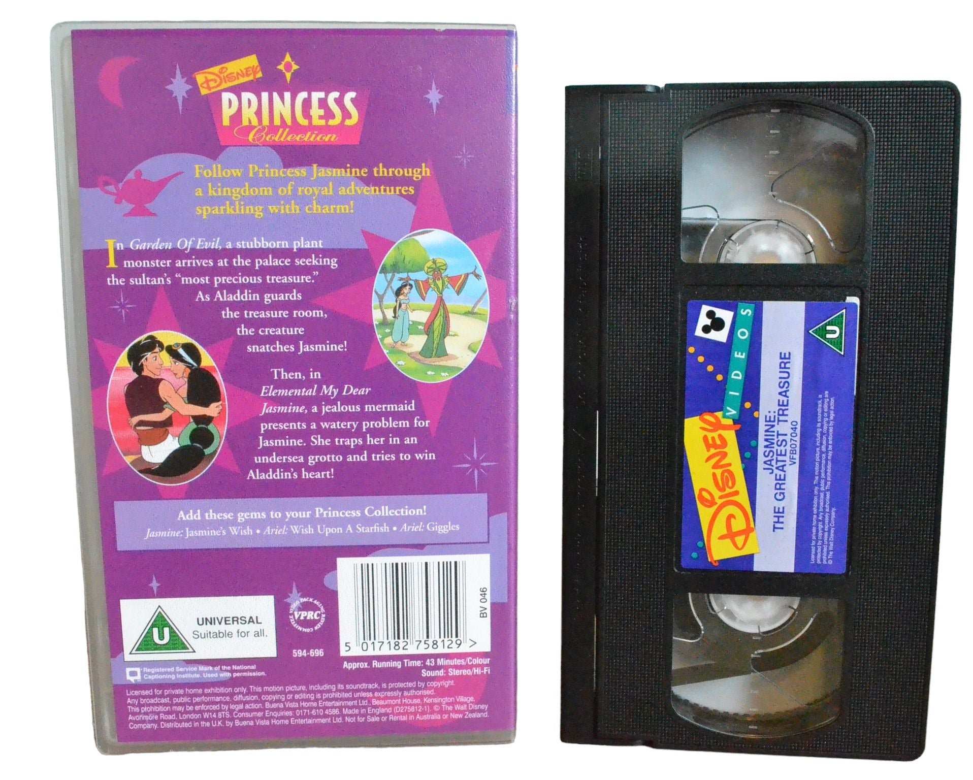 Disney's Jasmine Collection : The Greatest Treasur - Disney Videos - D275812 - Children - Pal - VHS-