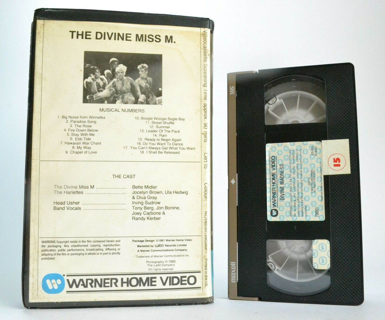 Divine Madness (1980) - Musical - Pre-Cert - Large Box - Bette Midler - Pal VHS-