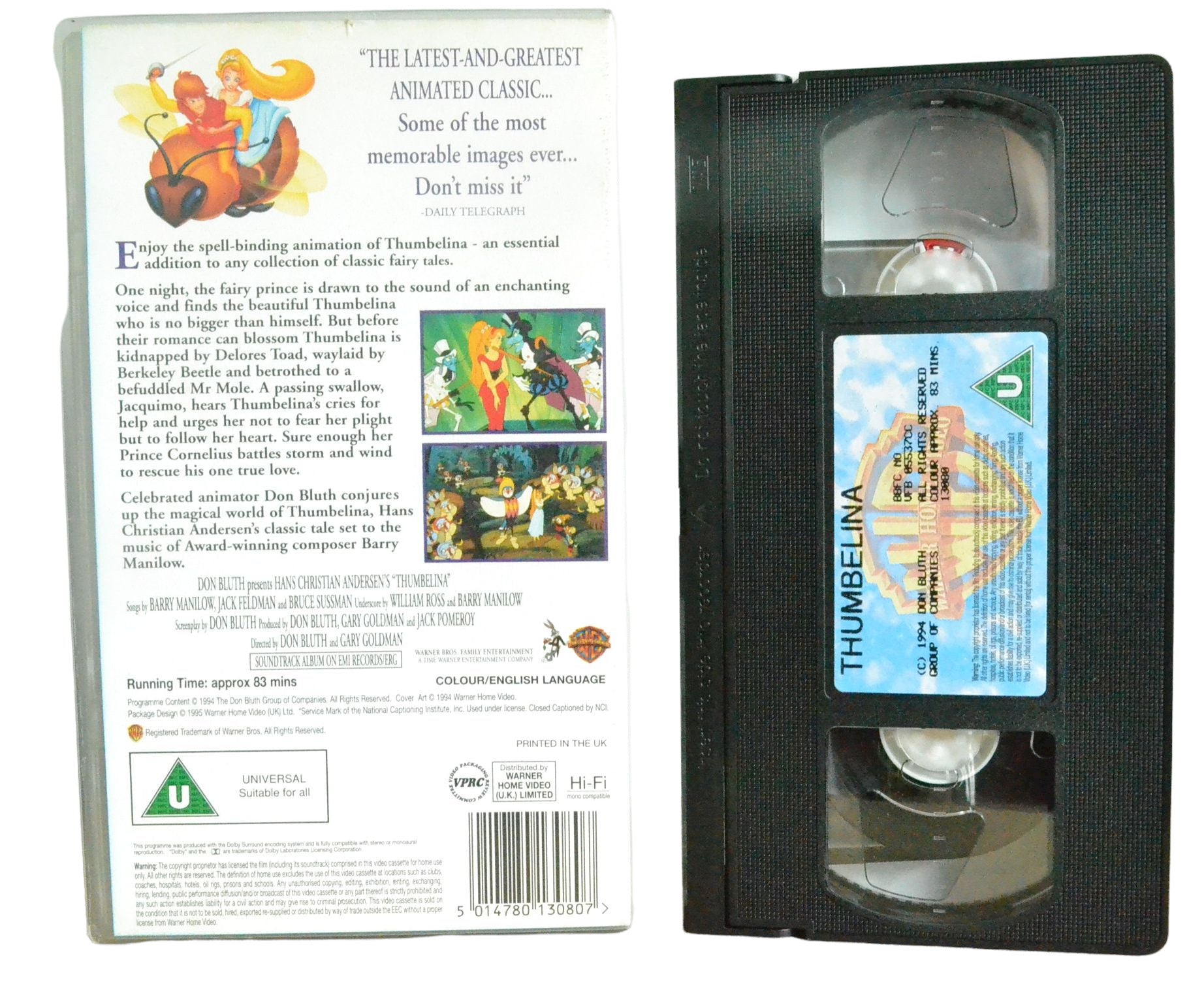 Don Bluth Presents Thumbelina - Warner Home Video - Children's - Pal VHS-