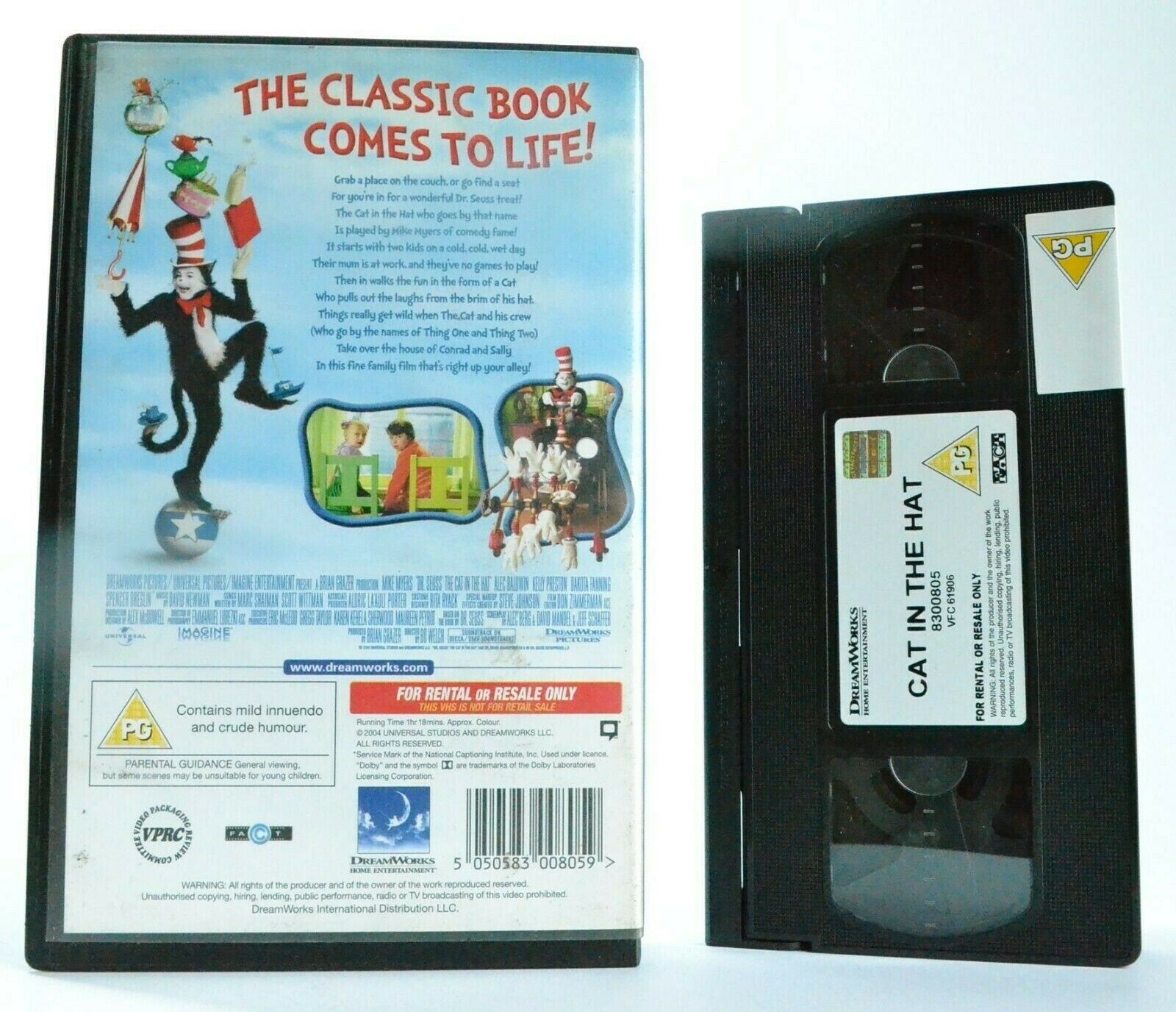 Dr.Seuss': The Cat In The Hat - Large Box Rental - Comedy - Children's - Pal VHS-