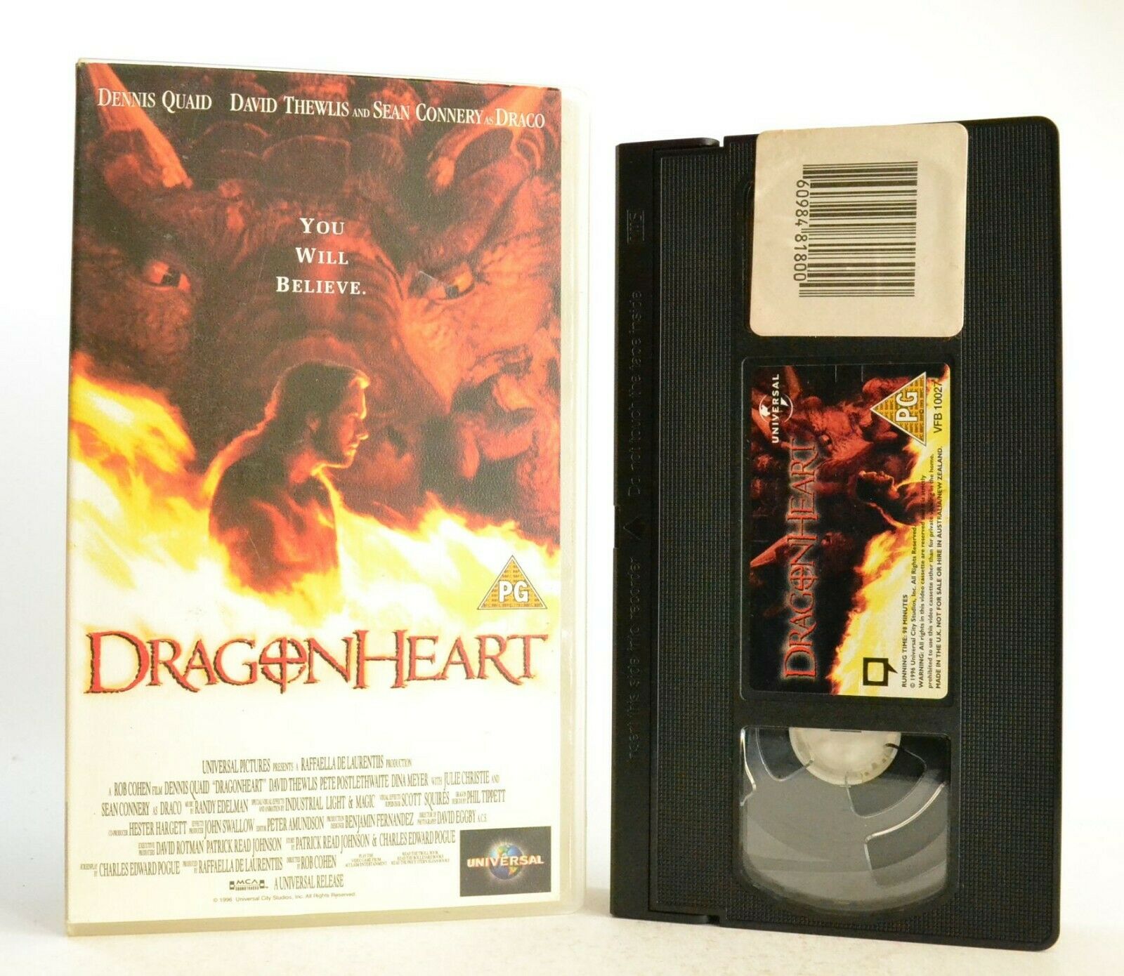 Dragonheart: Universal (1996) - Fantasy - Dennis Quaid / Sean Connery - Pal VHS-