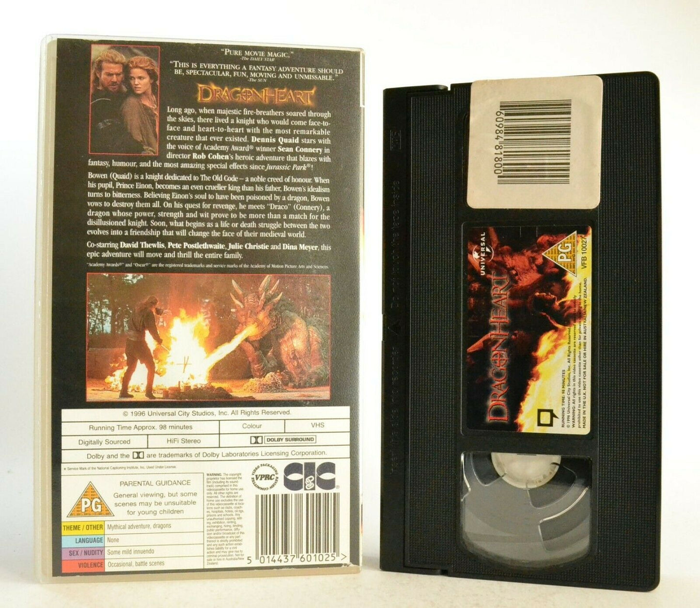 Dragonheart: Universal (1996) - Fantasy - Dennis Quaid / Sean Connery - Pal VHS-