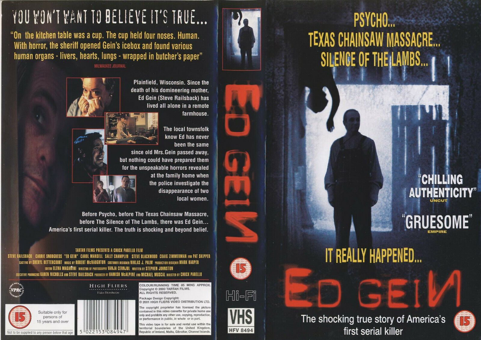 Ed Gein: Based On True Events - Psychotic Serial Kiler - Large Box - Pal VHS-