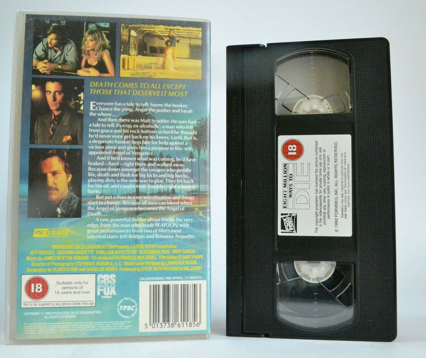 Eight Million Ways To Die: Andy Garcia 1st Lead Role - Action Thriller - Pal VHS-