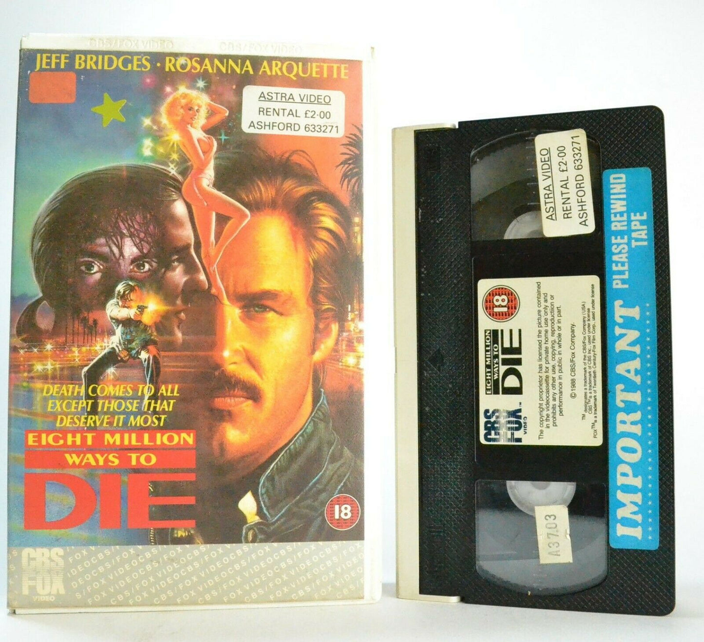 Eight Million Ways To Die: CBS/FOX (1988) - Thriller - Jeff Bridges - Pal VHS-