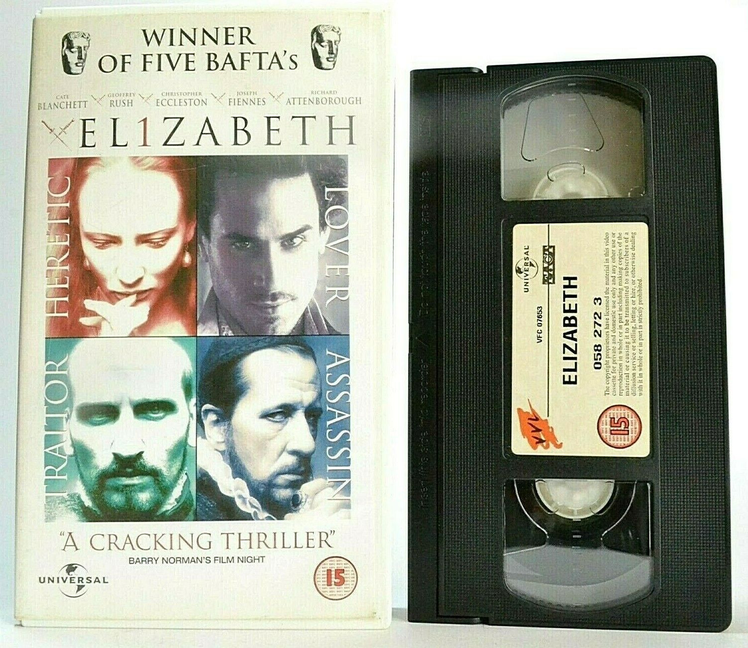 Elizabeth(1998): British Biographical Drama - Cate Blanchett/Geoffrey Rush - VHS-