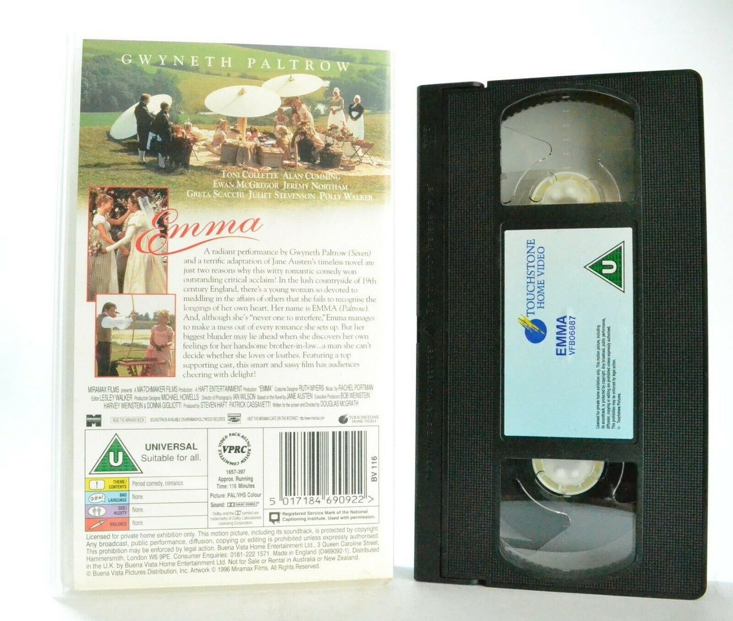 Emma: Based On Jane Austen Novel (1815) - Peroid Comedy (1996) - G.Paltrow - VHS-