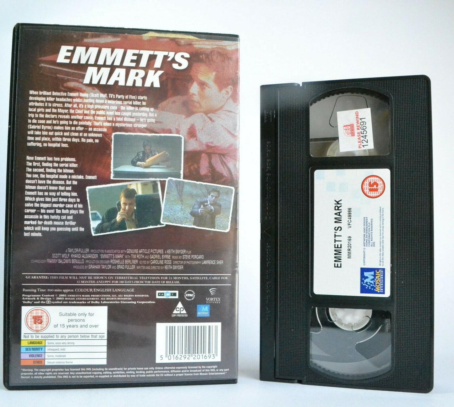 Emmett's Mark: Thriller (2001) - Large Box - Ex-Rental - G.Byrne/T.Roth - VHS-