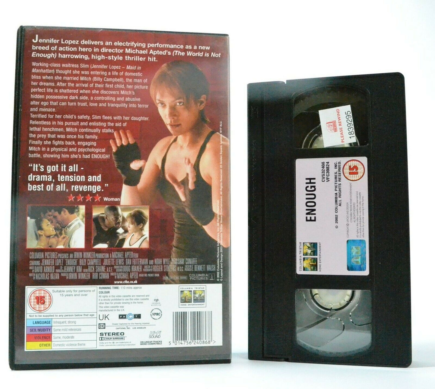 Enough: Based On A.Quindlen Novel - Thriller - Large Box - Jennifer Lopez - VHS-