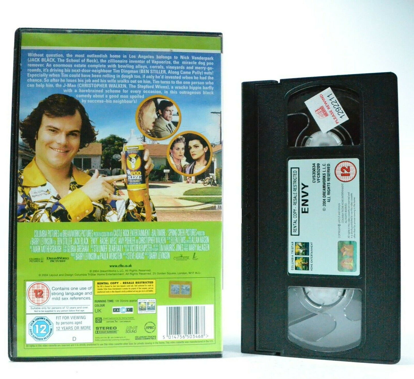 Envy: Film By B.Levinson - Comedy - Large Box - Ex-Rental - Jack Black - Pal VHS-