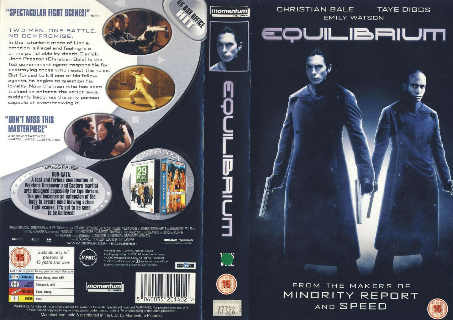 Equalibrium: (Illuminati Won) Dystopian Futurism - Christain Bale - Action - VHS-