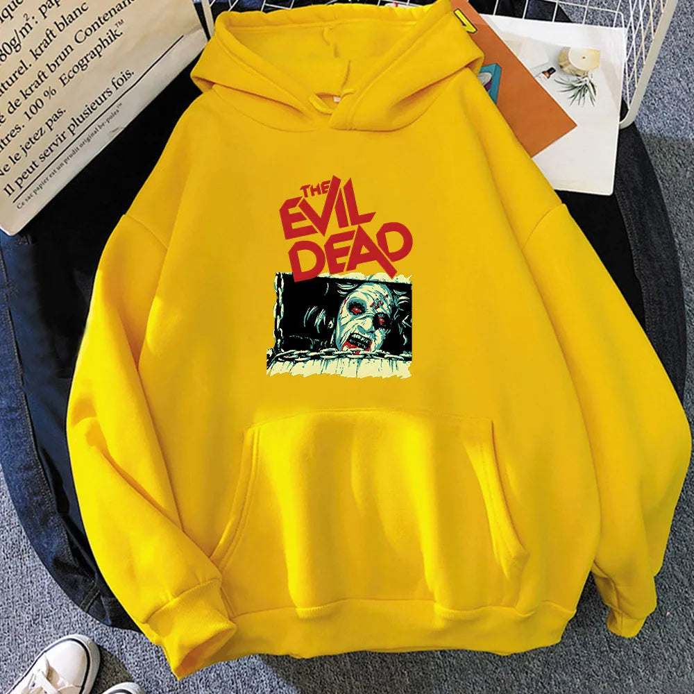 Evil Dead Hoodie - Aesthetic Funko Pop Graphic - Too Big Hoodie for Gothic Style-yellow-M-