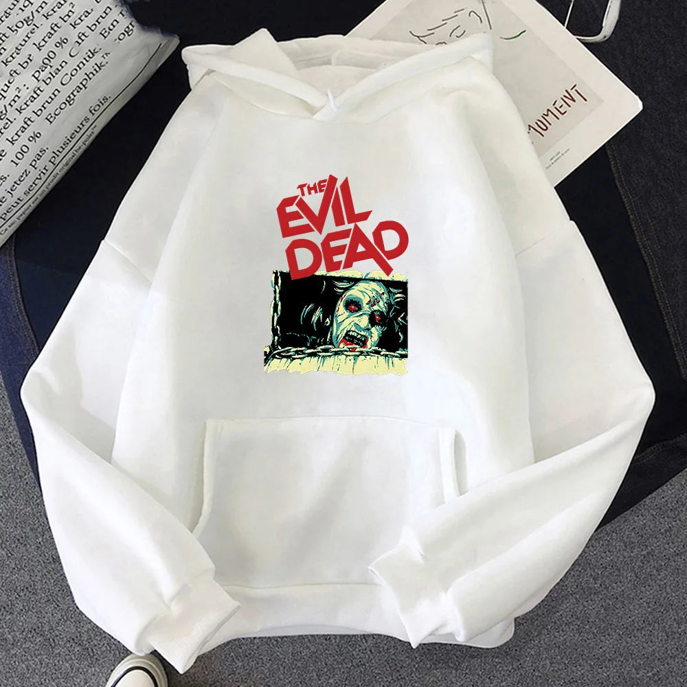 Evil Dead Hoodie - Aesthetic Funko Pop Graphic - Too Big Hoodie for Gothic Style-white-S-