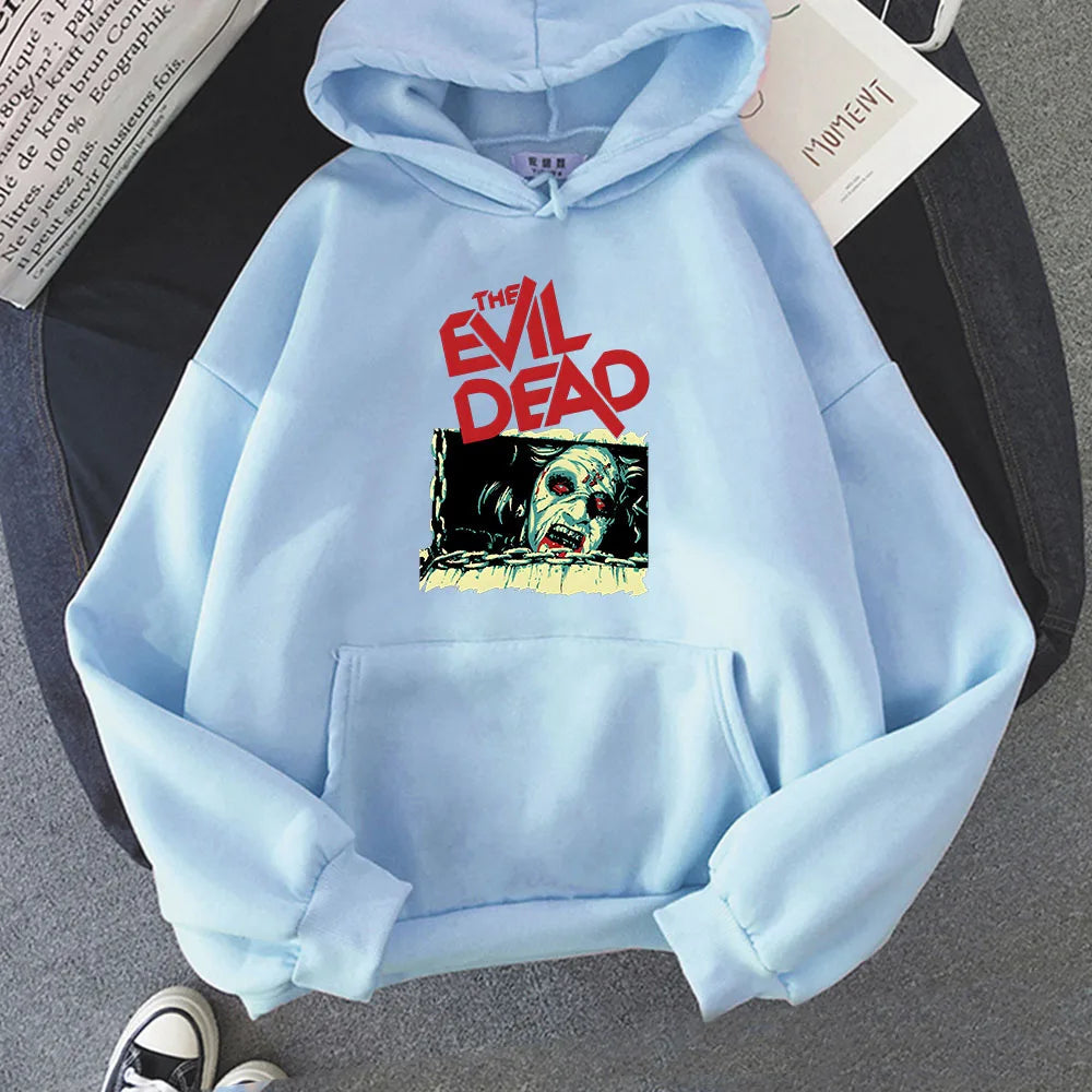 Evil Dead Hoodie - Aesthetic Funko Pop Graphic - Too Big Hoodie for Gothic Style-light-blue-XXXL-