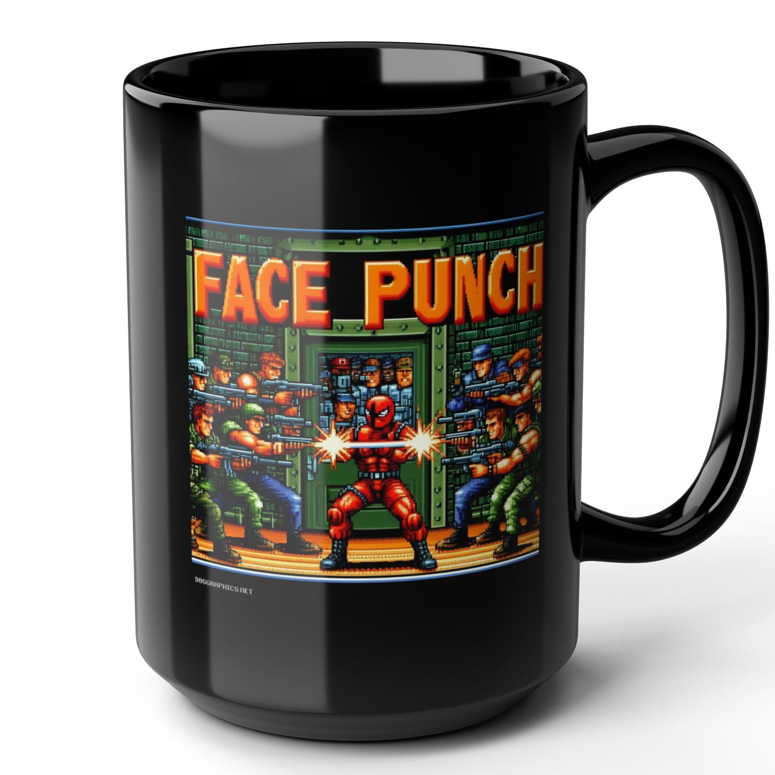 Face Punch Black Mug (15oz) - classic arcade games-15oz-