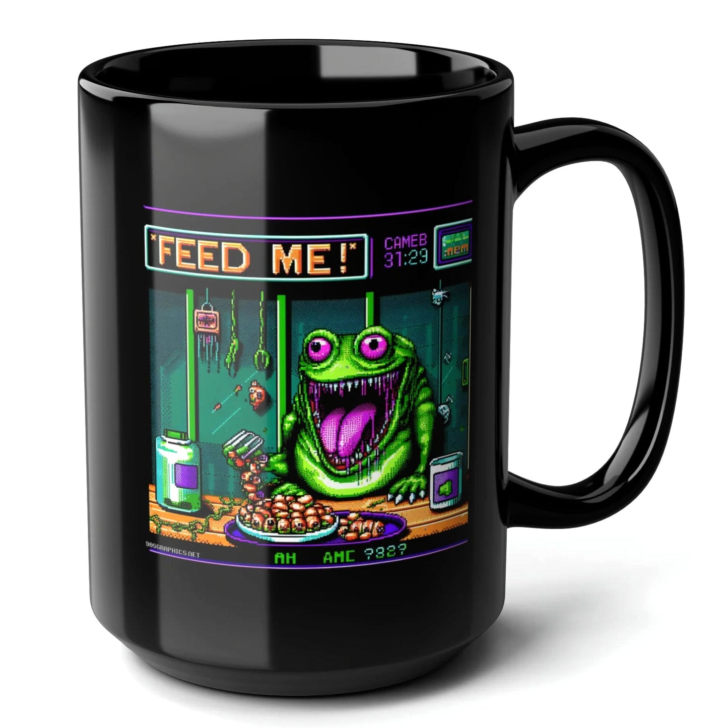 Feed Me Black Mug (15oz) - unique gifts for video gamers-15oz-