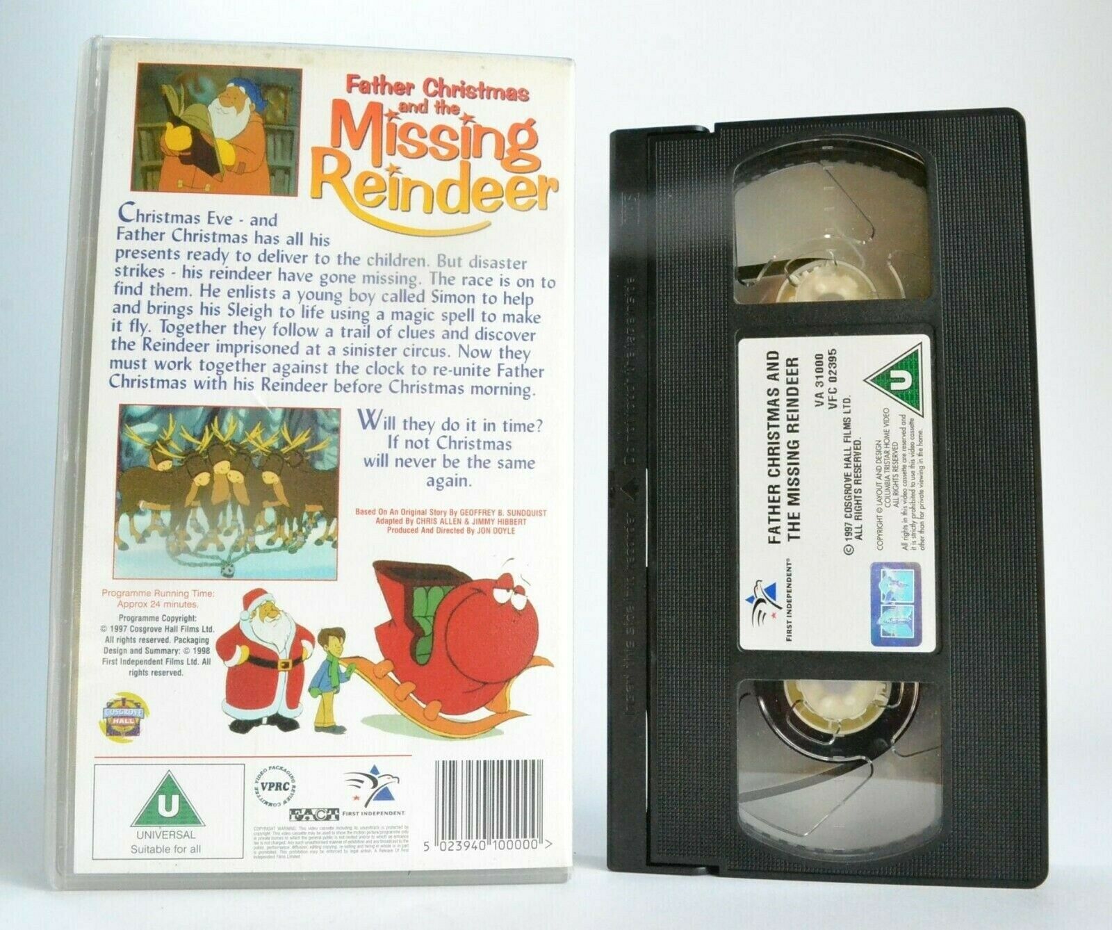 Father Christmas And The Missing Reindeer - David Jason - Animated - Kids - VHS-