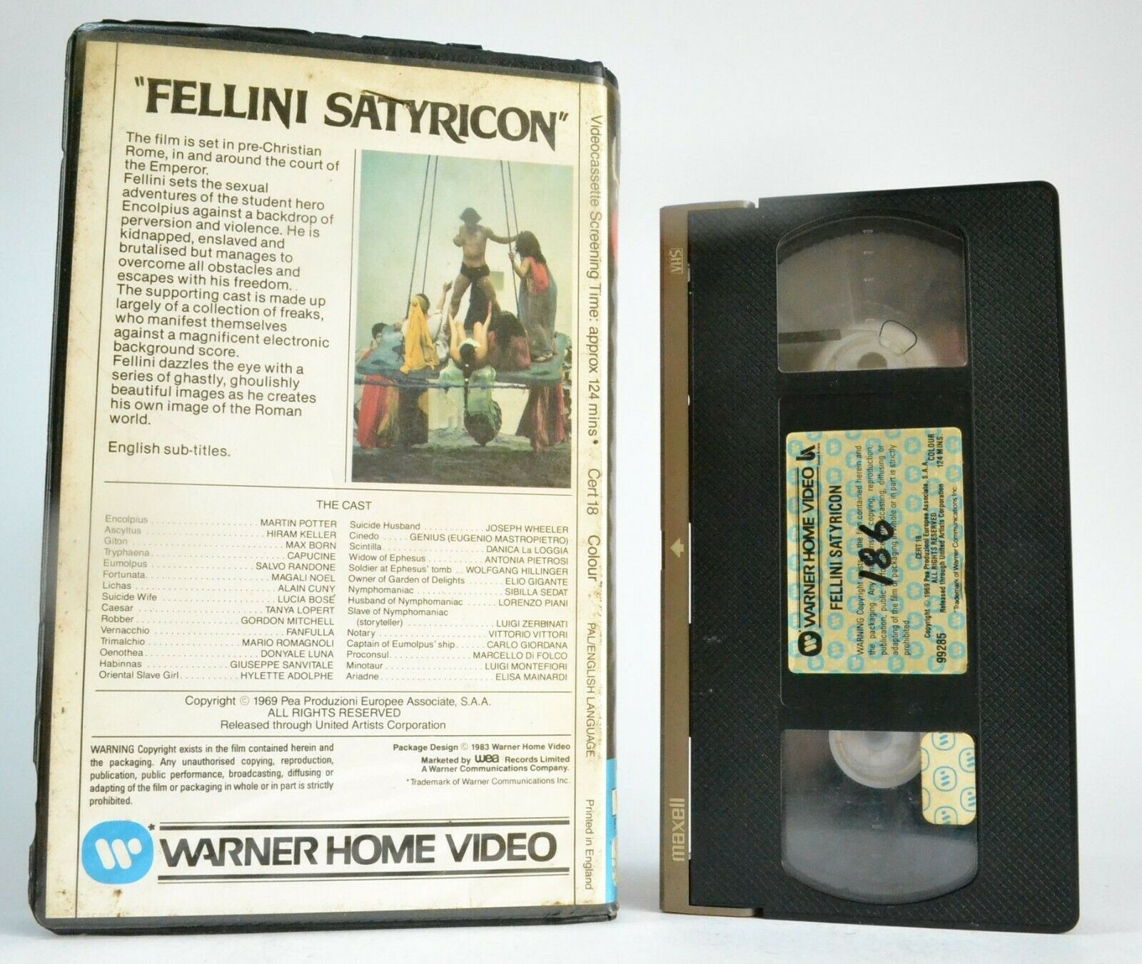 Fellini Satyricon: (1969) Italian Fantasy Drama - Warner Pre-Cert Edition - VHS-