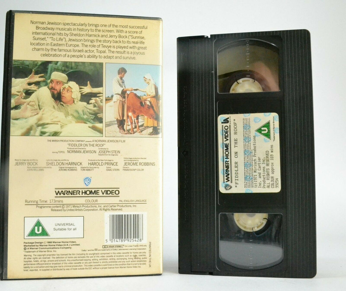 Fiddler On The Roof (1971): (1988) Warner Release - Musical Comedy Drama - VHS-