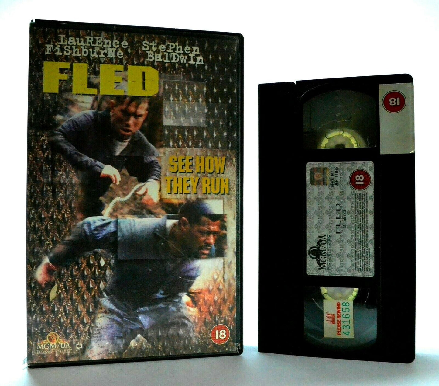 Fled: See How They Run - Action (1996) - Large Box - Ex-Rental - S.Baldwin - VHS-