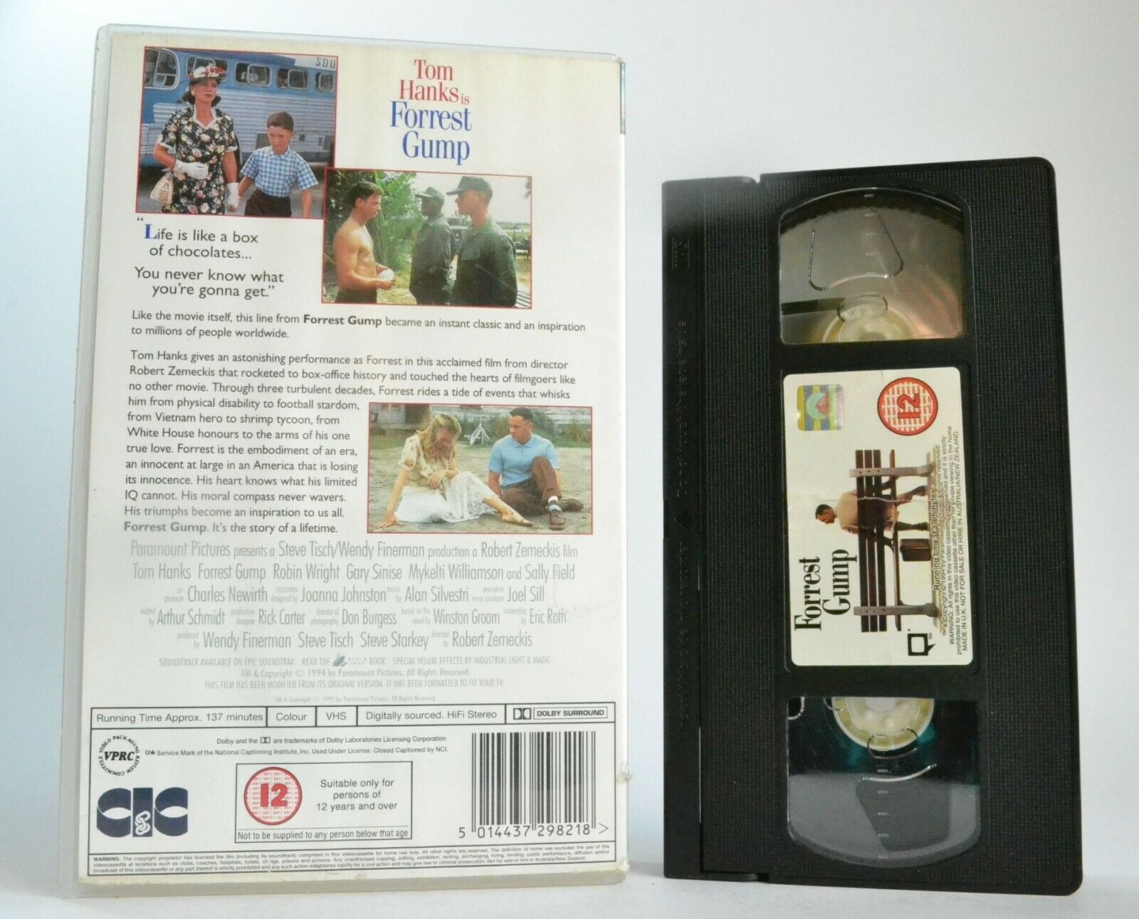 Forrest Gump (1994); [Winston Groom] -<Alabama>- Large Box - Tom Hanks - Pal VHS-