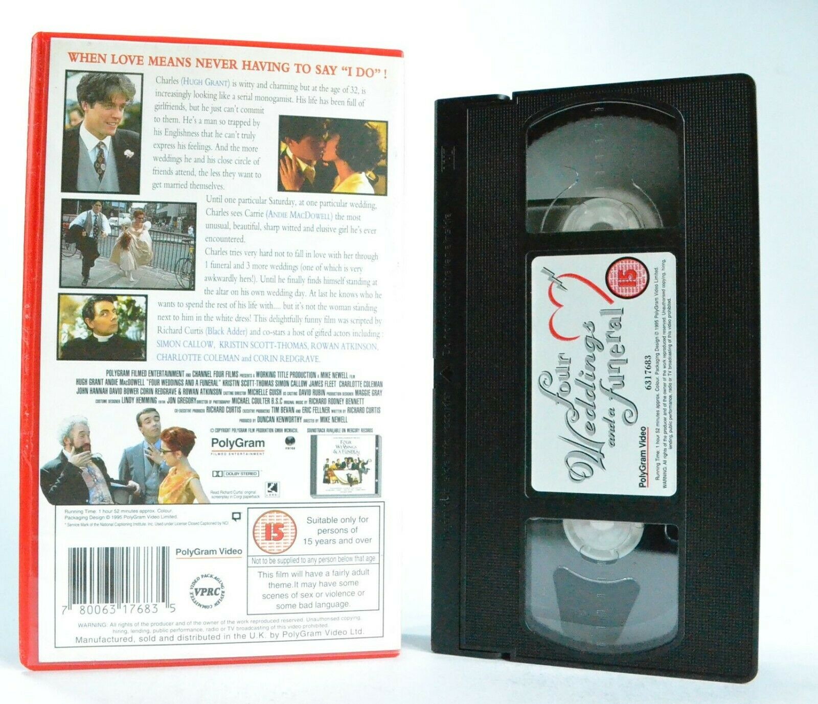 Four Weddings And A Funeral: (1994) British Comedy - H.Grant/A.McDowell - VHS-