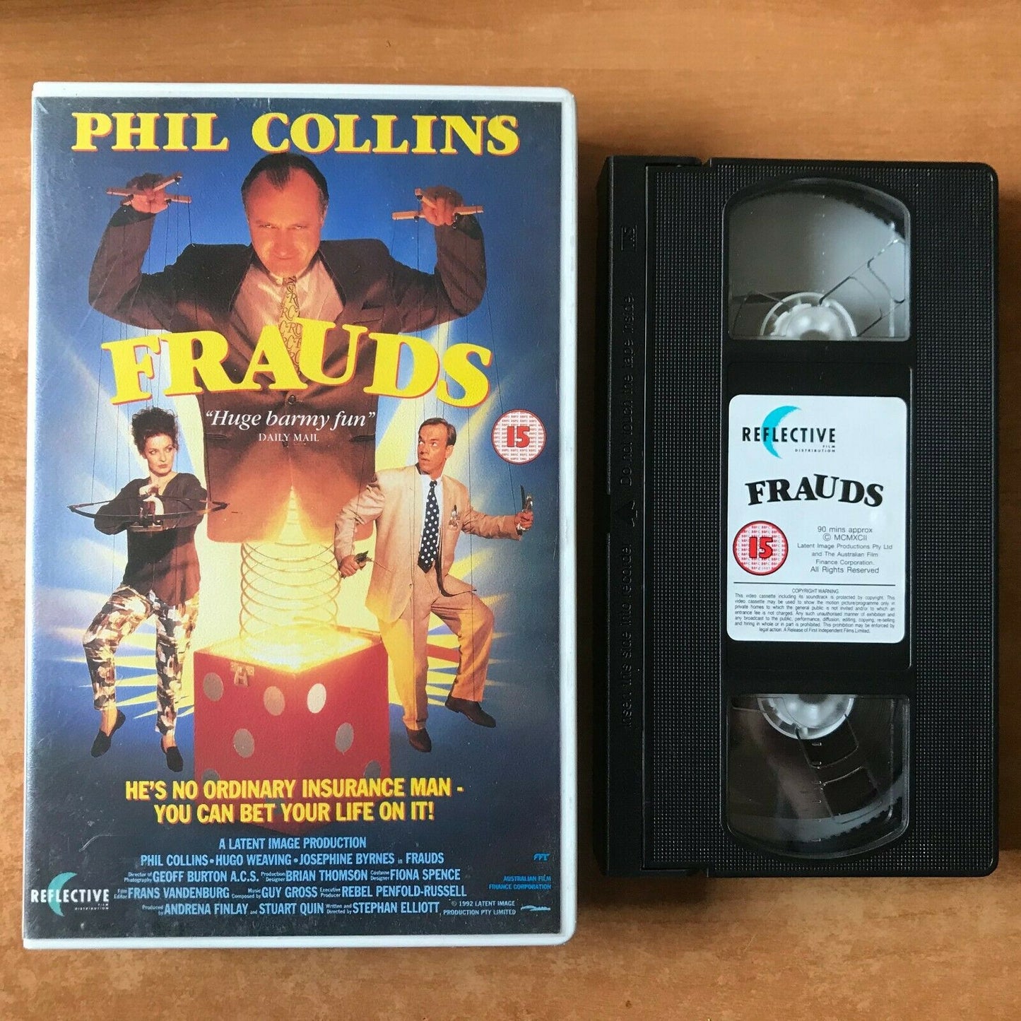 Frauds (1993) Crime Thriller [Big Box] Rental; Phil Collins / Hugo Weaving - OOP VHS-