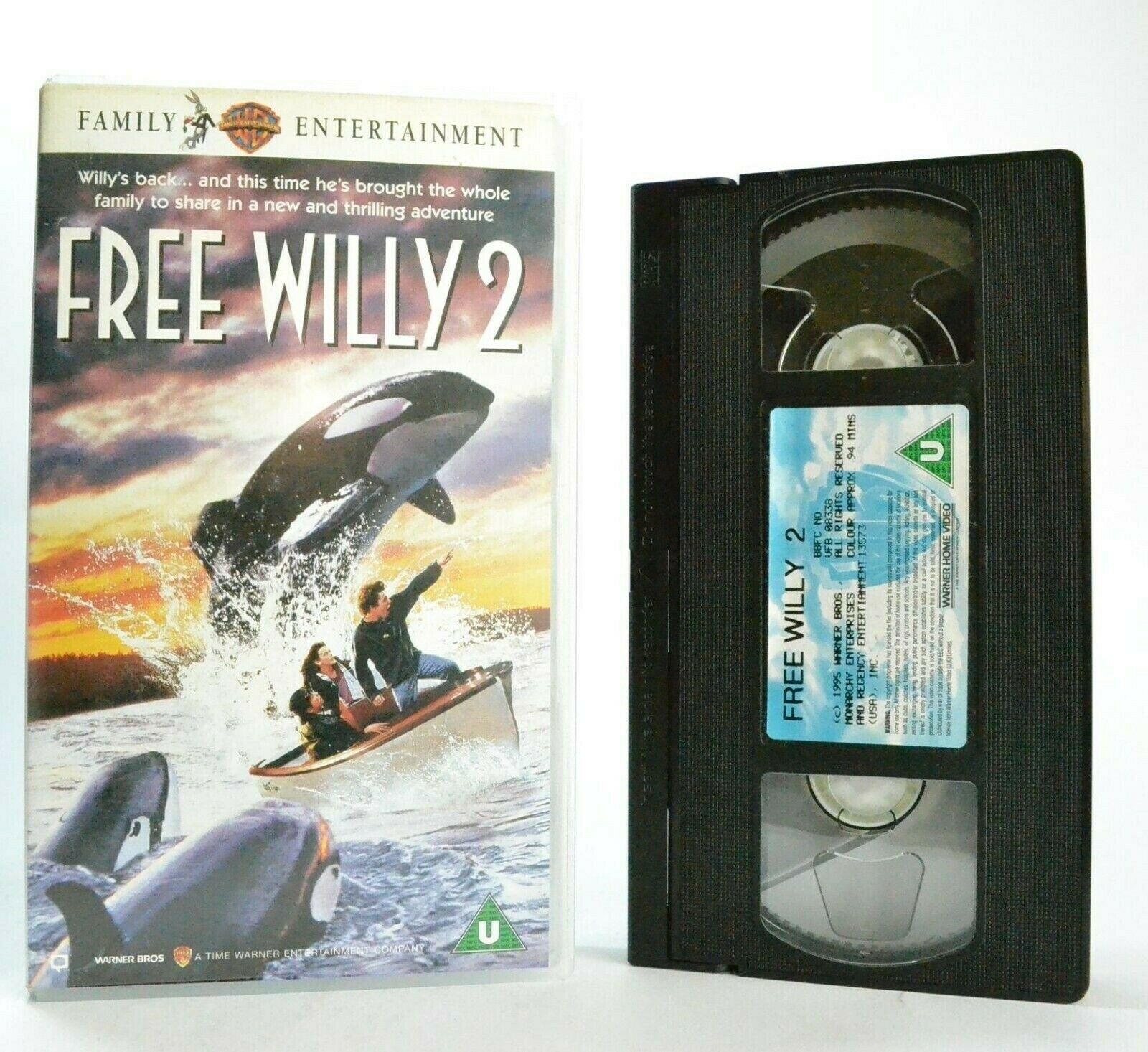 Free Willy 2: Warner (1995) - Family Film - Thrill Adveture - Children's - VHS-