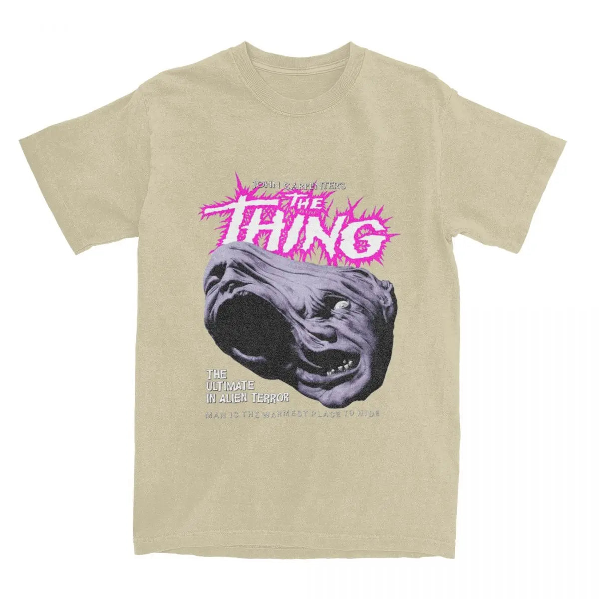 Funny Horror Sci-Fi Movie T-Shirts - The Thing - John Carpenter-Khaki-S-