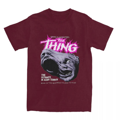 Funny Horror Sci-Fi Movie T-Shirts - The Thing - John Carpenter-Burgundy-XXXL-