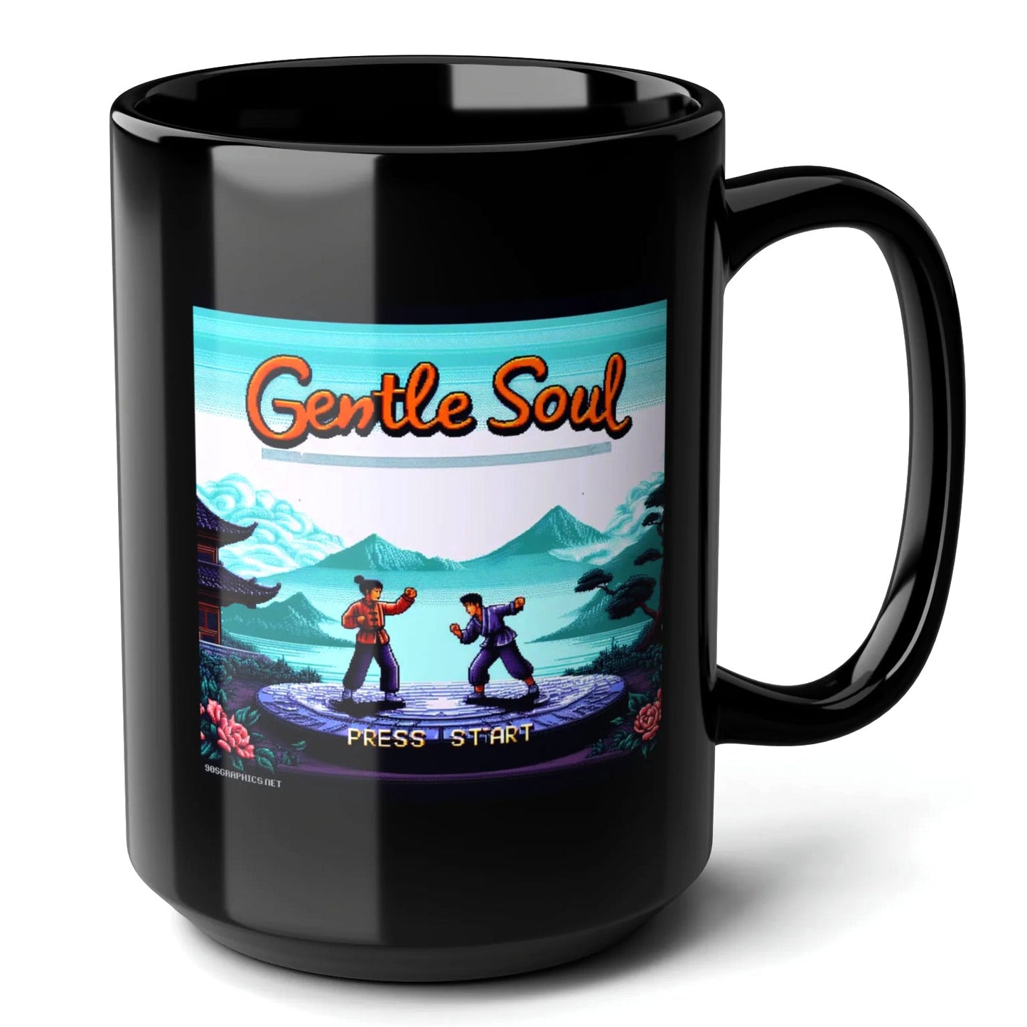 Gentle Soul Black Mug (15oz) - arcade games-15oz-