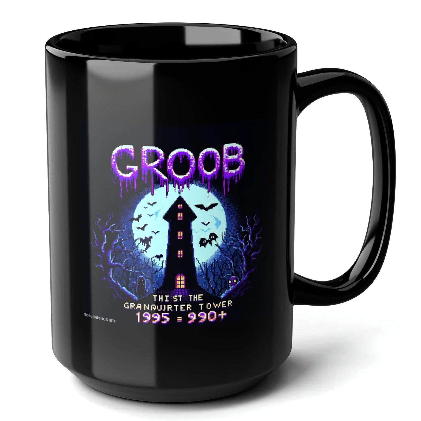 Groob Black Mug (15oz) - video arcade games-15oz-