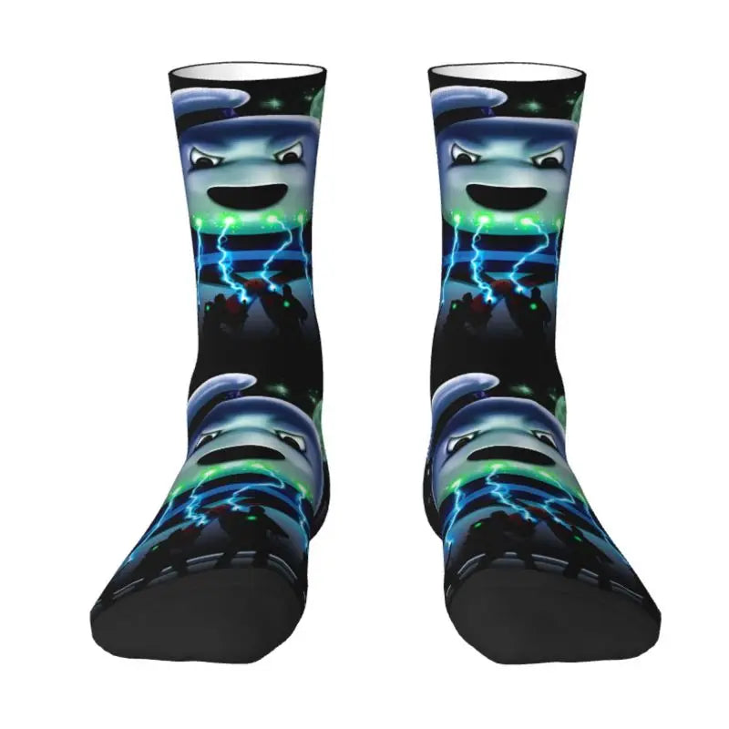 Ghostbusters Slimer Men's Crew Socks - Unisex Novelty 3D Print - Green Ghost Supernatural Movie Dress-11-Crew Socks-