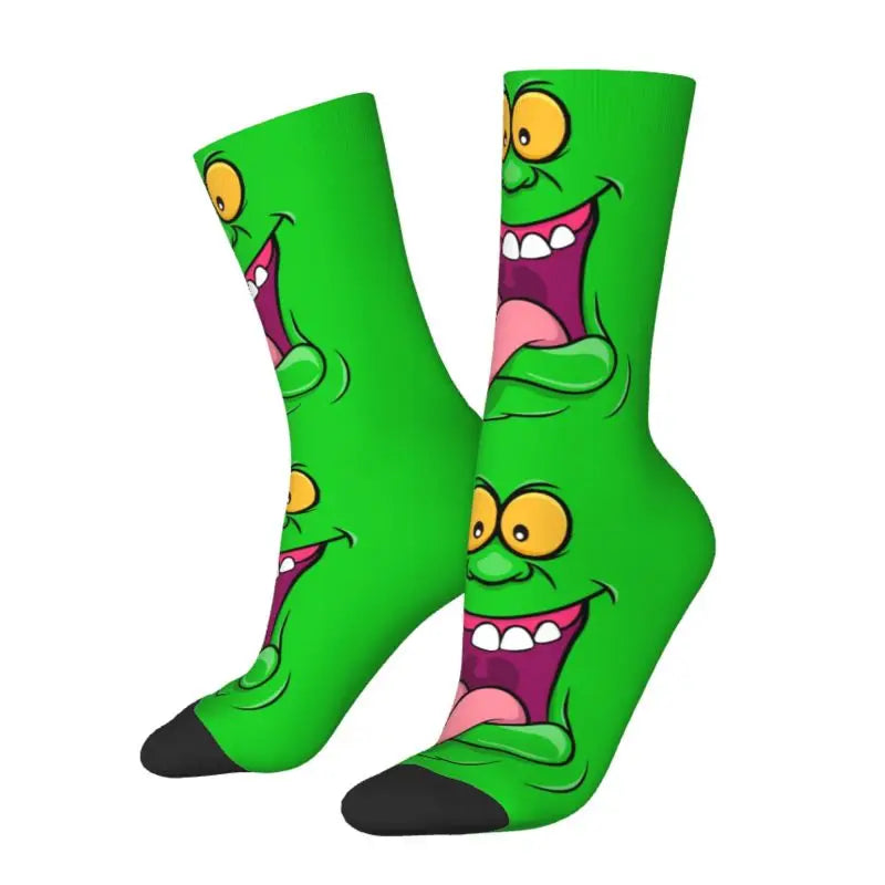 Ghostbusters Slimer Men's Crew Socks - Unisex Novelty 3D Print - Green Ghost Supernatural Movie Dress-