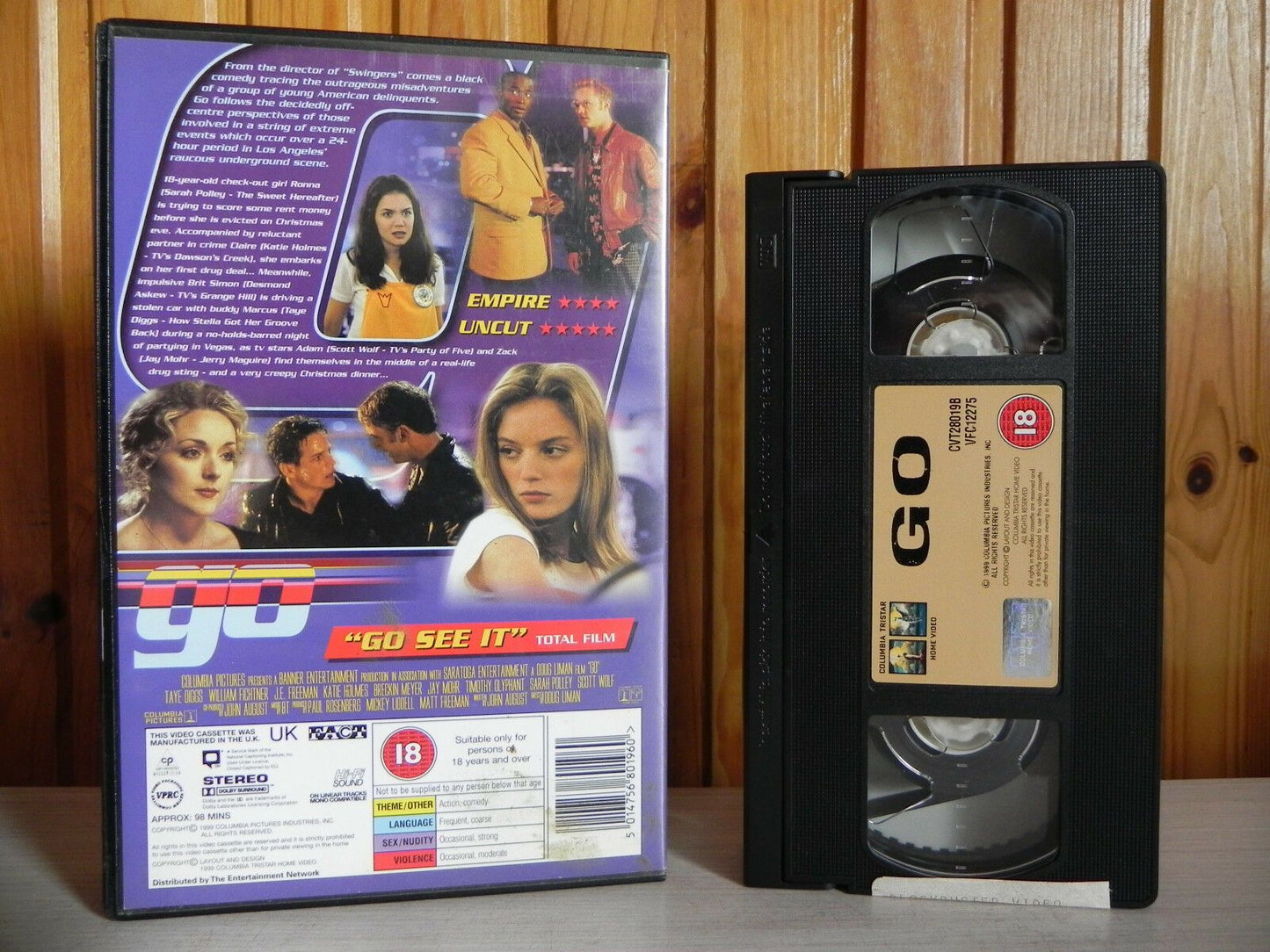 Go (1999); [Free Postcard] Crime Comedy - Large Box - Katie Holmes - Pal VHS-