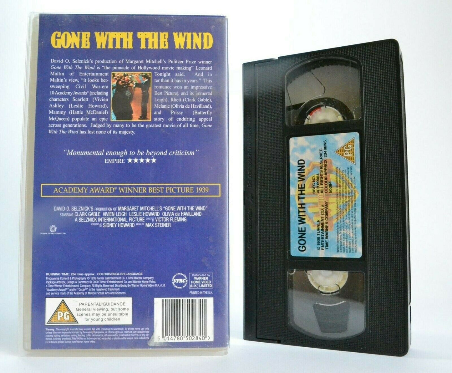 Gone With The Wind: 10 Oscars Winner - Historical Romance - Clark Gable - VHS-