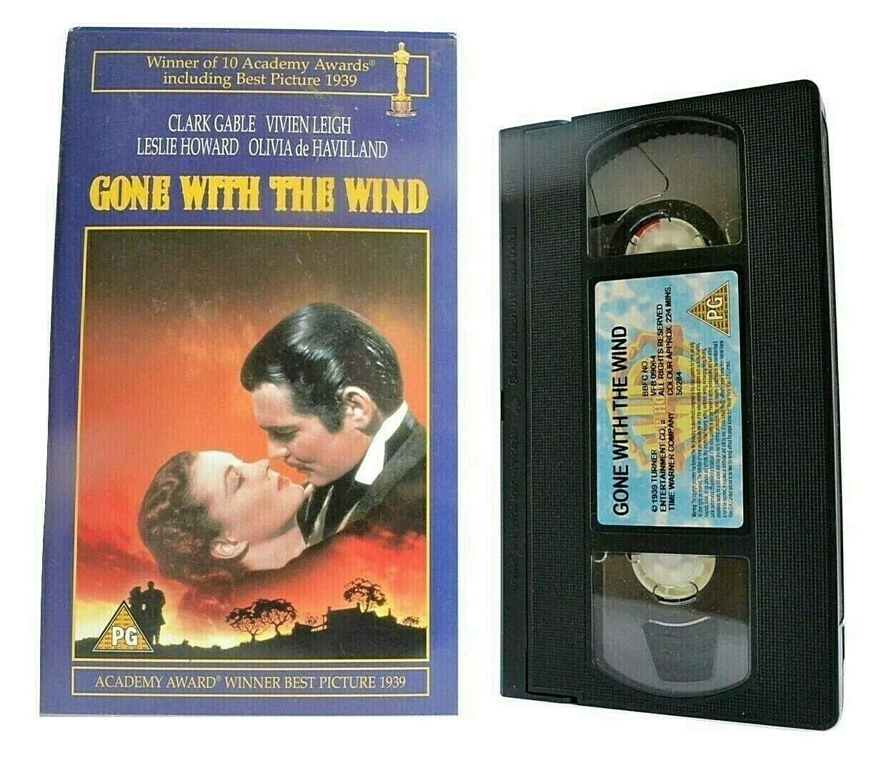 Gone With The Wind: 10 Oscars Winner - Historical Romance - Clark Gable - VHS-