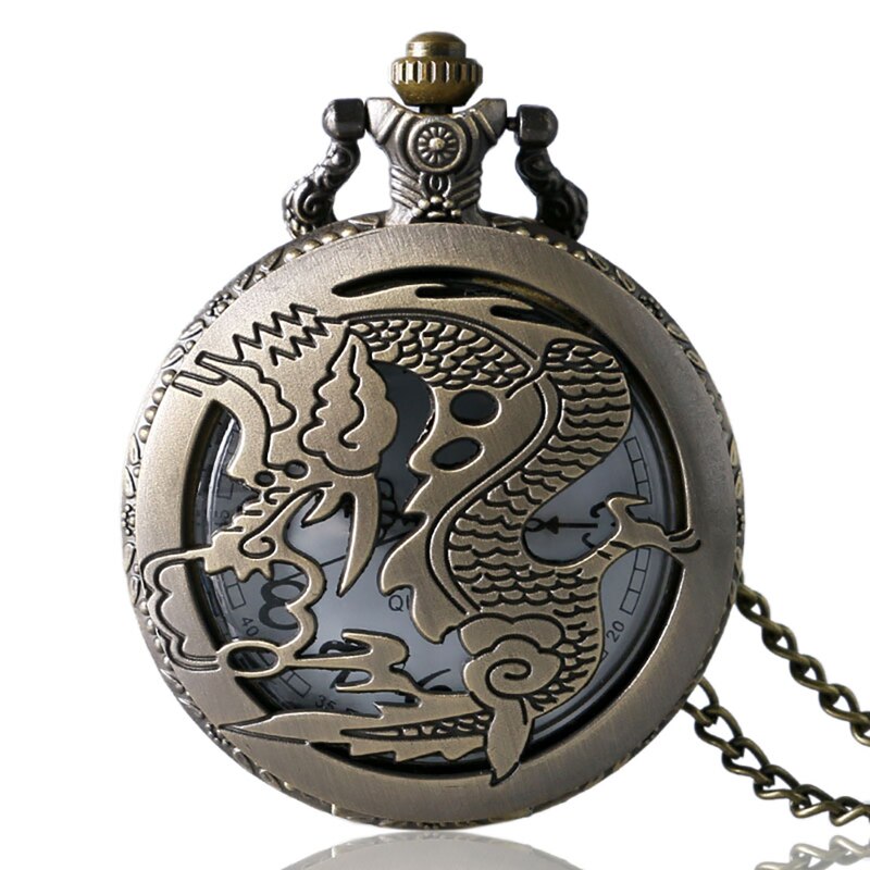 Green Dragon Bronze Era - Romantic Steampunk Film Gift For Men & Women - Quartz Pocket Watch With Chain - Cult Movie Present-