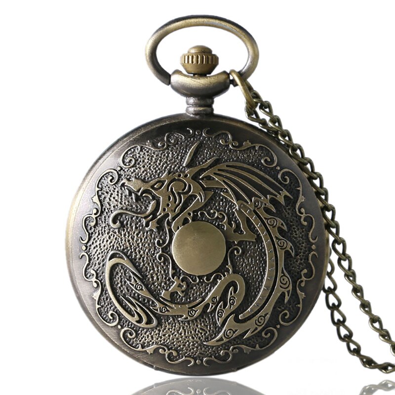 Green Dragon Bronze Era - Romantic Steampunk Film Gift For Men & Women - Quartz Pocket Watch With Chain - Cult Movie Present-