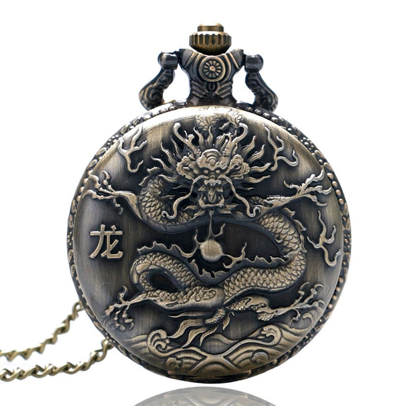 Green Dragon Bronze Era - Romantic Steampunk Film Gift For Men & Women - Quartz Pocket Watch With Chain - Cult Movie Present-1-