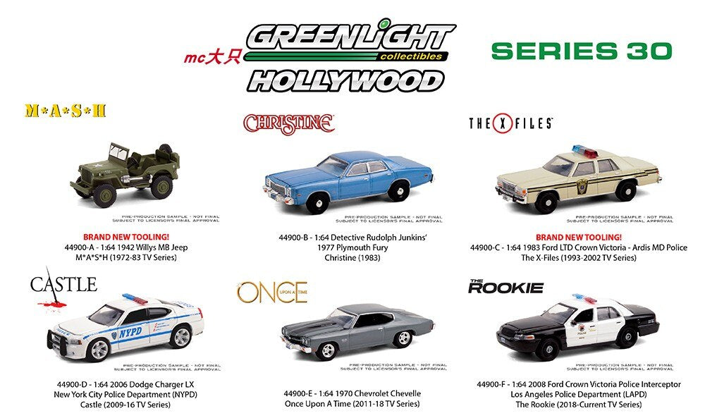 GreenLight 1:64 Holly wood Series 30 alloy model Car Diecast Metal Toys Birthday Gift For Kids Boy-