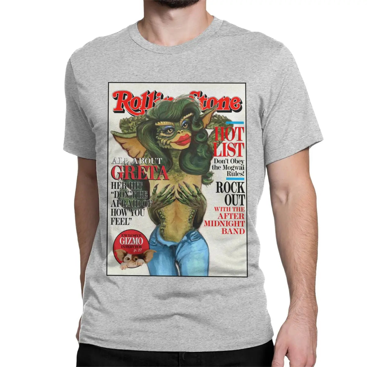 Greta Gremlin - Summer Gizmo - Short Sleeve Crewneck - 100% Cotton - Hot Sale Outfits - Fashion Roundneck - Manga Streetwear-GRAY-6XL Plus W80cm L90cm-