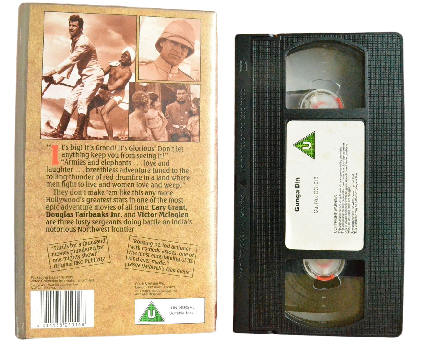 Gunga Din - Cary Grant - Cinema Club - Vintage - Pal VHS-