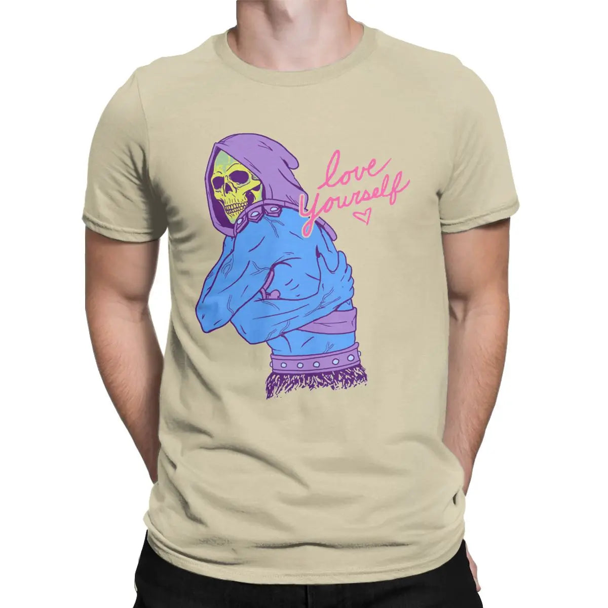 Skeletor "Love Yourself" T-Shirt: 100% Cotton He-Man Masters of the Universe Party Wear for Men - Humourous Gift-Khaki-S-