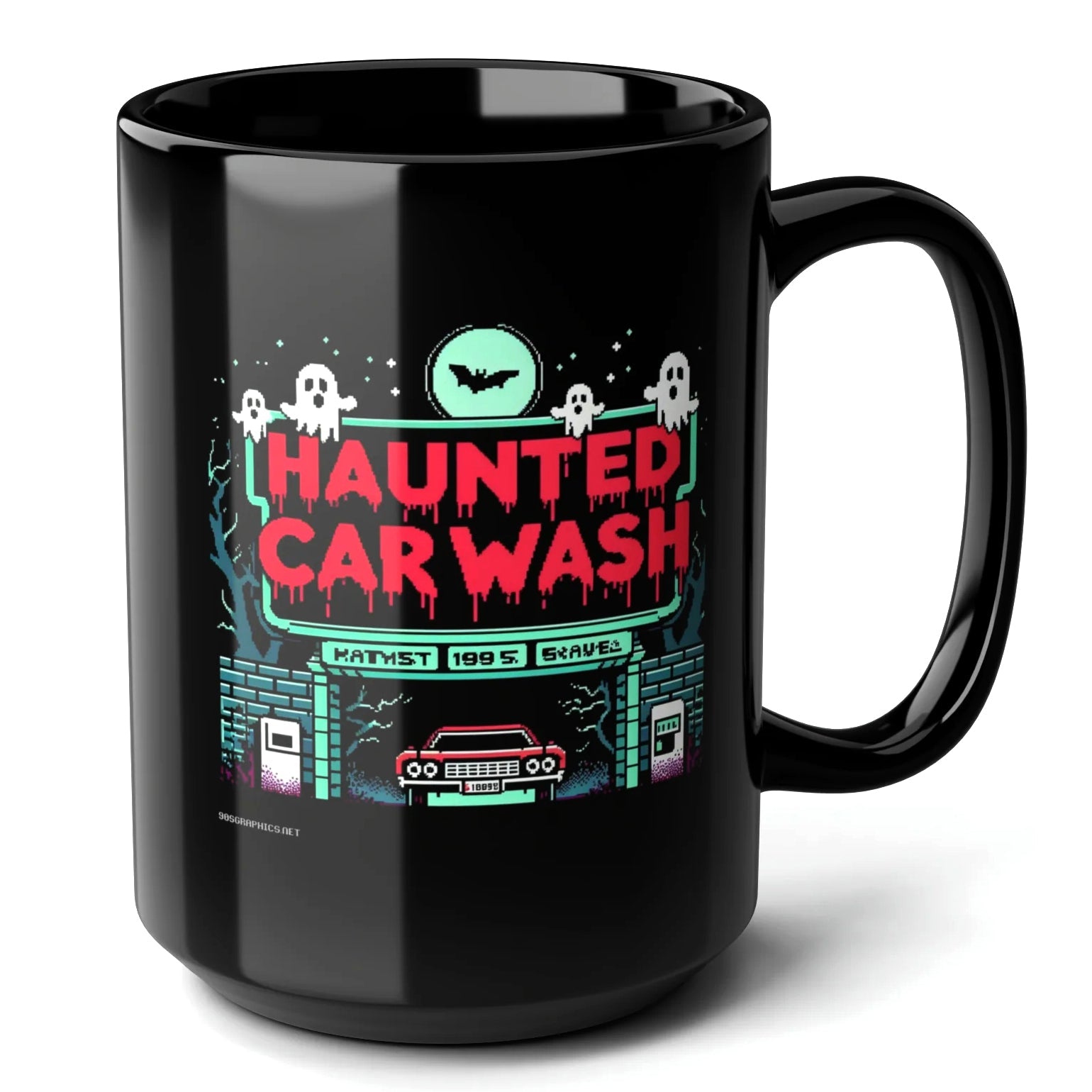 Haunted Car Wash Black Mug (15oz) - video game arcade-15oz-