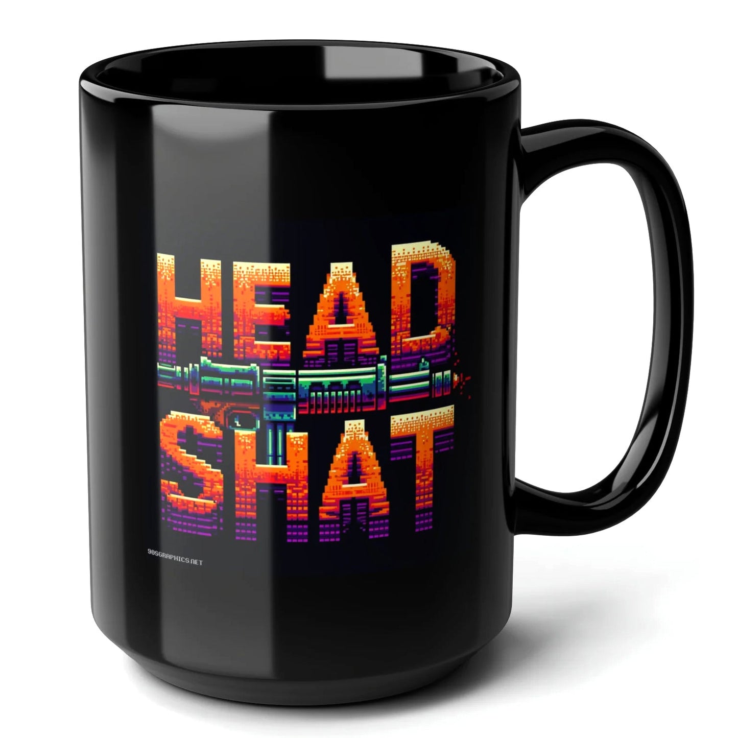 Head Shat Black Mug (15oz) - video arcade machines-15oz-