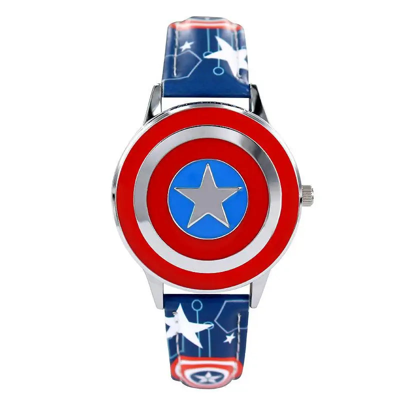 Avengers Kids Watch - Cartoon Animation Design - Captain America Style - Cool Children’s Wristwatch-Blue-