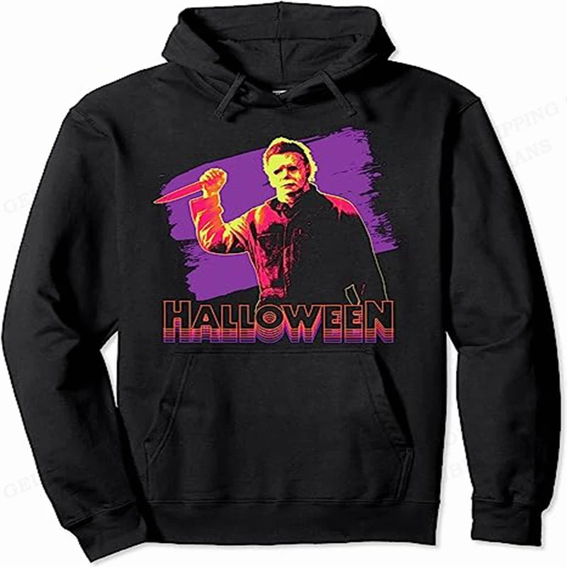 Halloween Hoodie – Michael Myers Horror Sweatshirt for Him, Oversized Street Trend Pullover-2DF5062642-BLACK3-L-