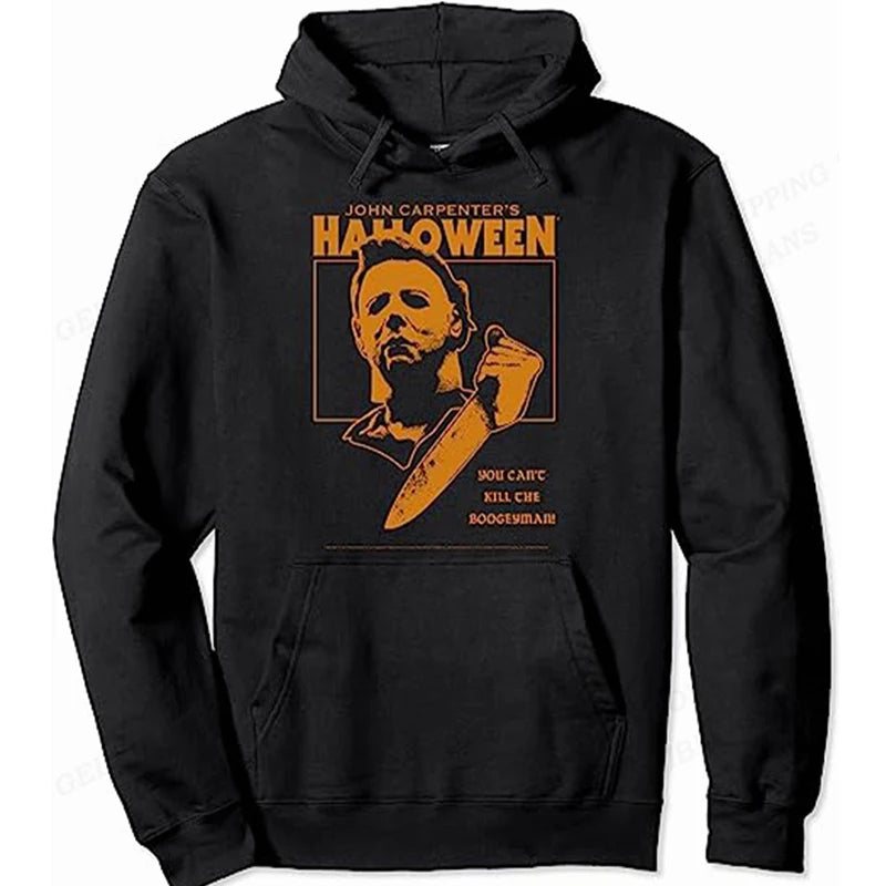 Halloween Hoodie – Michael Myers Horror Sweatshirt for Him, Oversized Street Trend Pullover-2DF5062642-BLACK4-S-