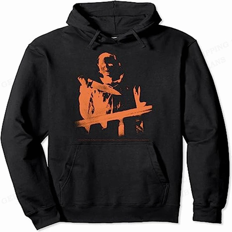 Halloween Hoodie – Michael Myers Horror Sweatshirt for Him, Oversized Street Trend Pullover-2DF5062642-BLACK5-L-